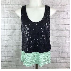 J.Crew Navy & Mint Sequin Tank